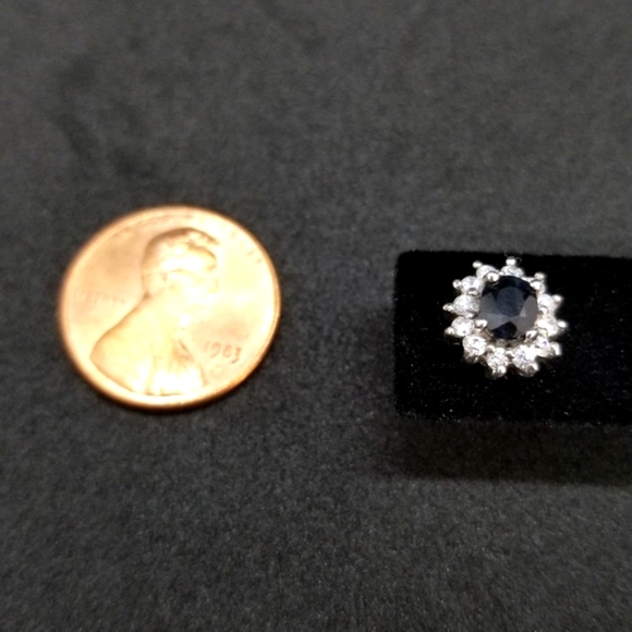 Sterling silver cubic zirconia & sapphire earrings - Picture 6 of 7